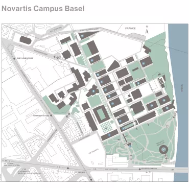 Architects map of Novartis Campus（English version）。