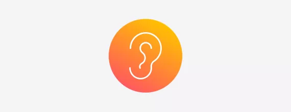 Orange gradient icon of an ear