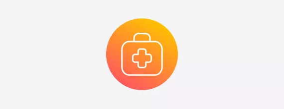 Orange gradient icon of a first aid kit