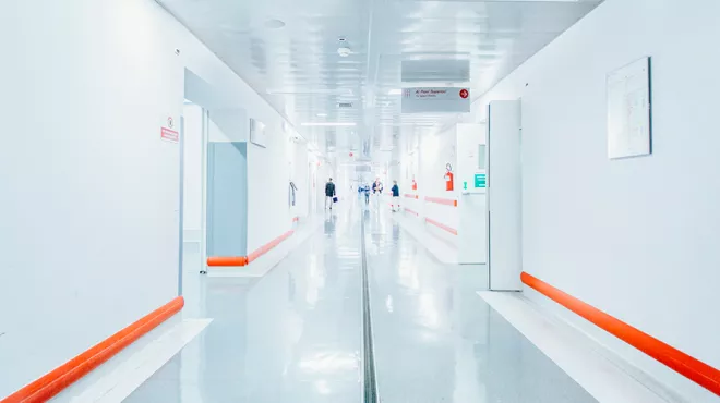 White corridor in a hospital