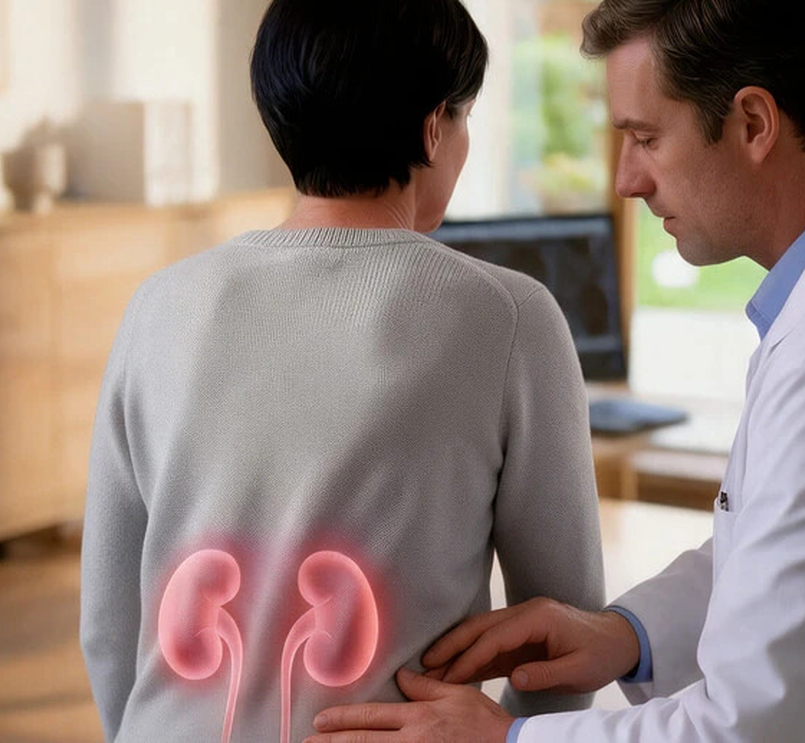 Imagen ilustrativa consulta médica dolor abdominal infección renal