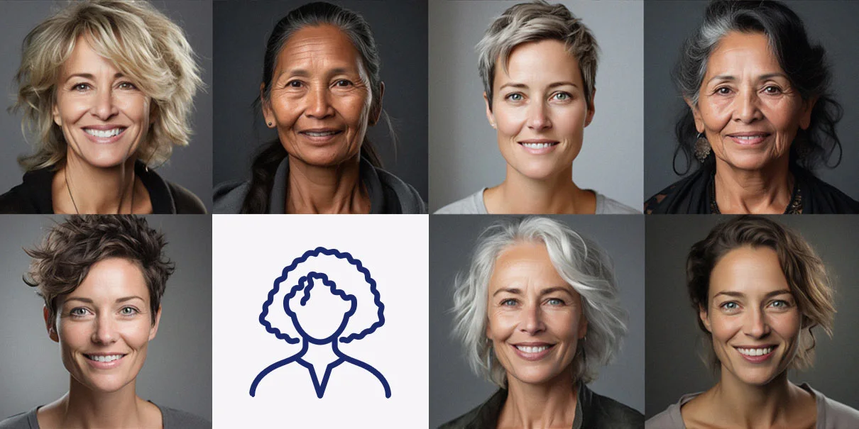 Porträts von sieben Frauen