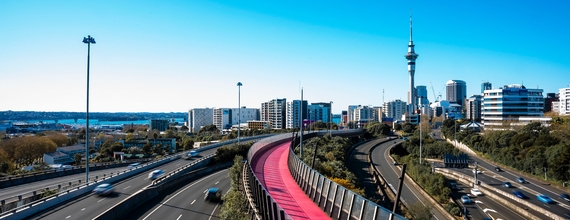 View from Auckland's freeway, New Zealand.