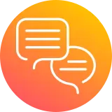 novartis icon speech bubbles roundel orange