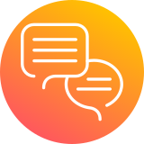 novartis icon speech bubbles roundel orange