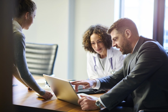 Man looking at desktop