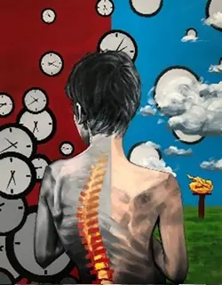 Schilderij van kind met rugpijn