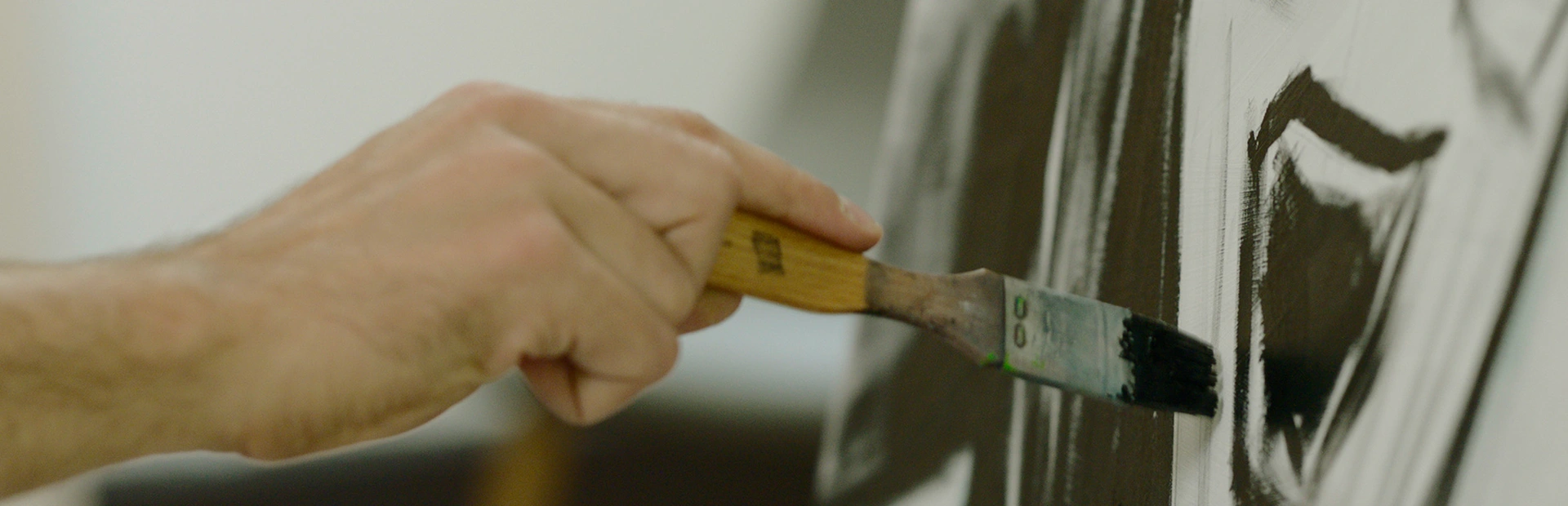 Close-up of creating of a painting