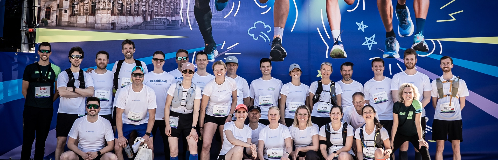 Group of runners posing for a photoshoot