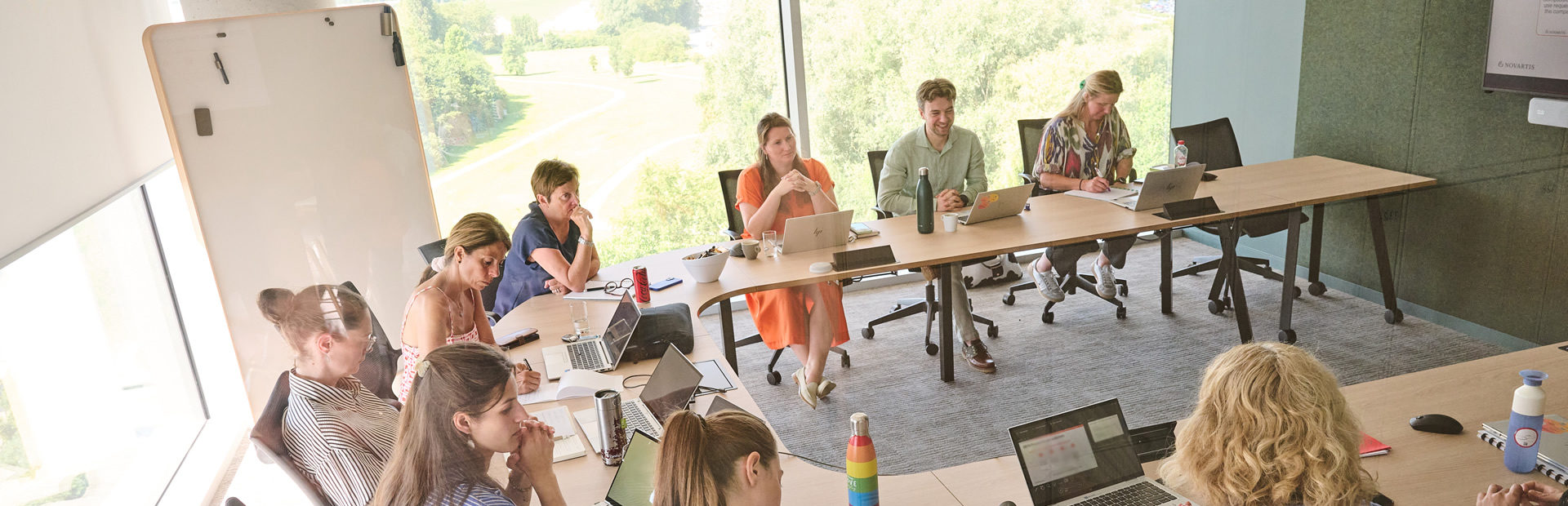 Group of employees during in meeting in a modern office