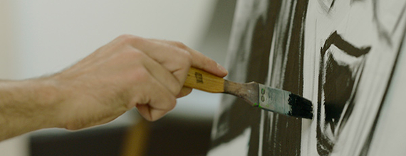 Close-up of someone painting