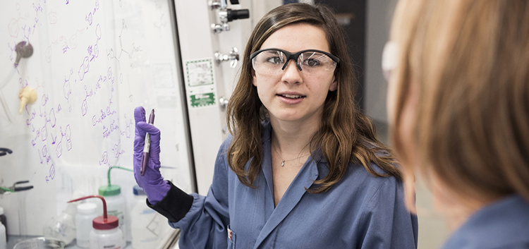 Woman doing research