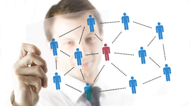 Men looking at icons