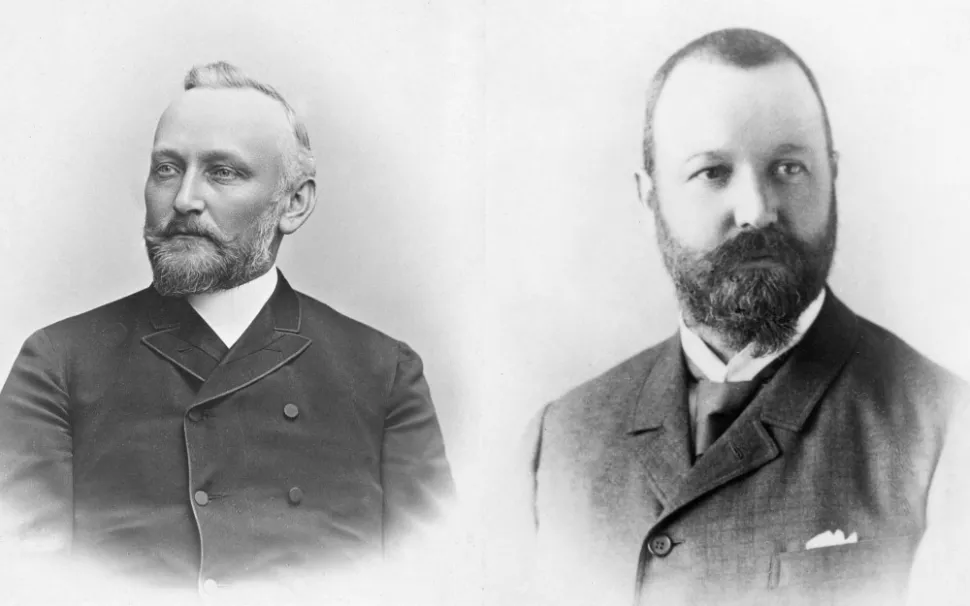 Ранни снимки на д-р Алфред Керн (ляво) и Едуард Сандоз