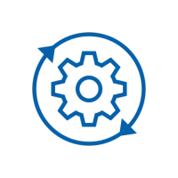 Gear arrow icon blue