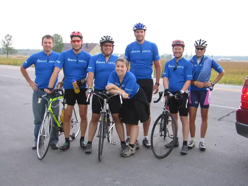 People with bicycles