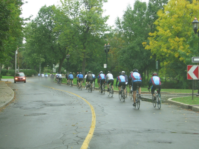 People on bicycles
