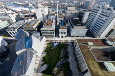Luftaufnahme des Novartis Campus in Basel