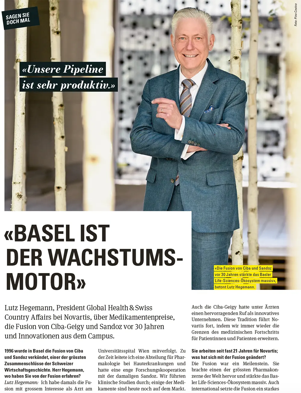 Lutz Hegemann, President Global Health & Swiss Country Affairs bei Novartis, spricht im Interview mit Basel aktuell