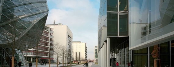 Une rue du campus Novartis à Bâle.