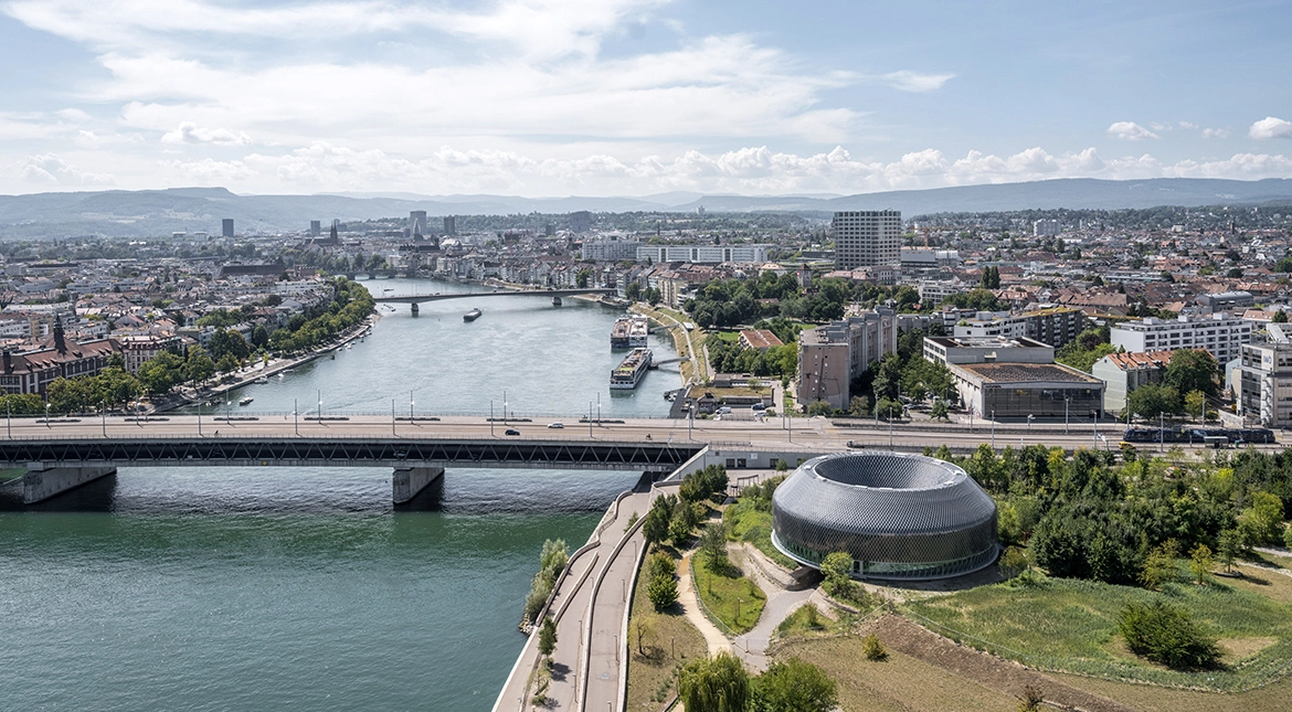 Le Novartis Pavillon à l'extrémité du Campus Novartis à Bâle, Suisse