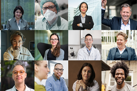 Une mosaique de portraits de nos collaborateurs.