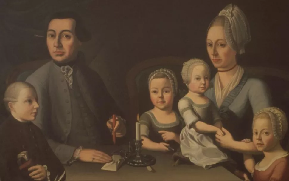 Painting of Johann Rudolf Geigy-Gemuseus with family