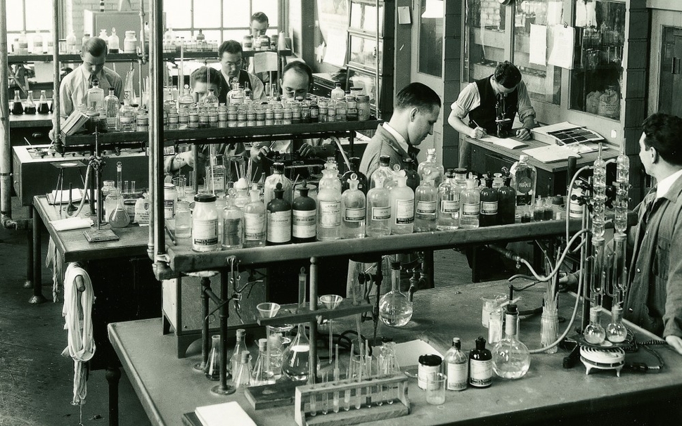 Early photograph of the pharmaceutical department at Sandoz