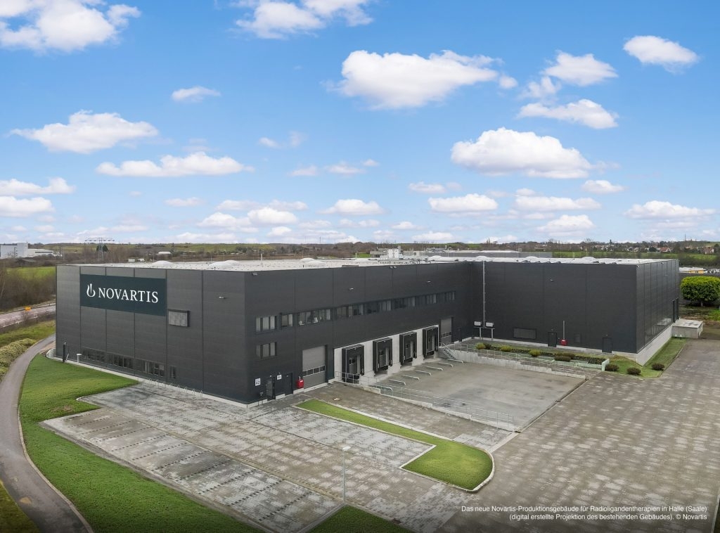 Bild des neuen Novartis-Produktionsgebäudes für Radioligandentherapien in Halle (an der Saale)