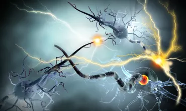 Imagen digital de neuronas realizando neuro transmisiones