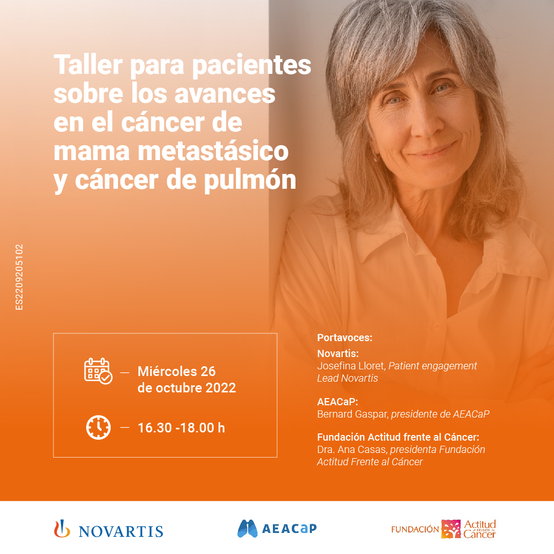 Sigue en directo el webinar sobre cáncer de pulmón y cáncer de mama metastásico