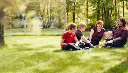 Happy family outdoors