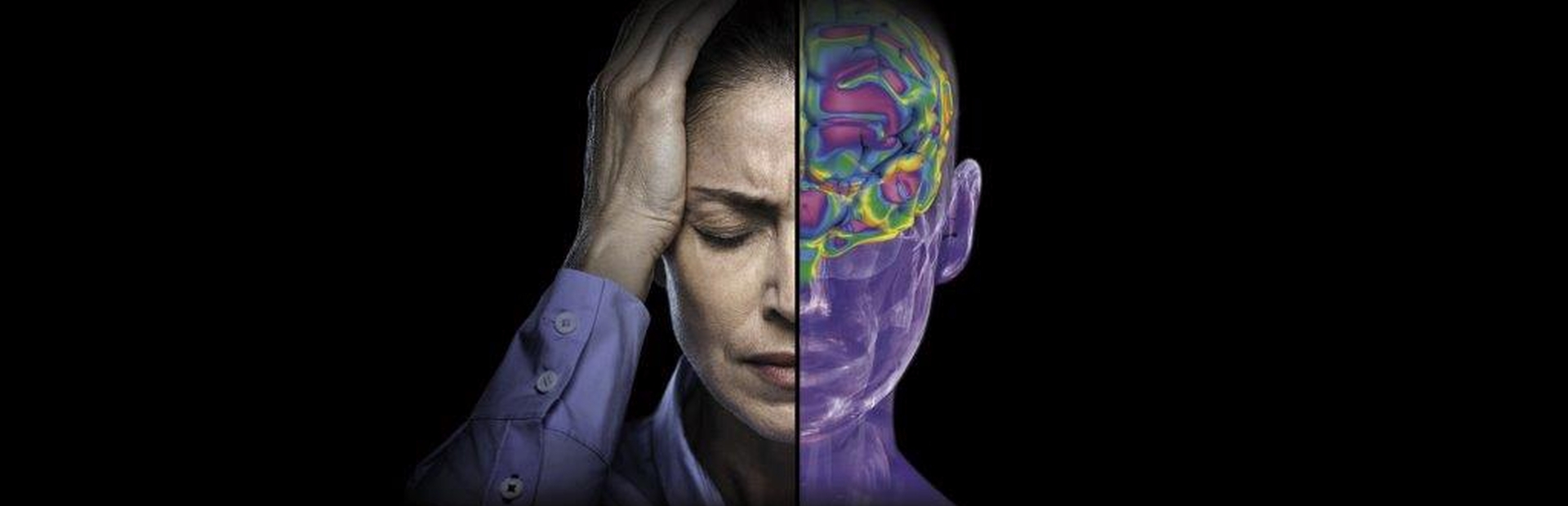 Image of woman holding her head with pain
