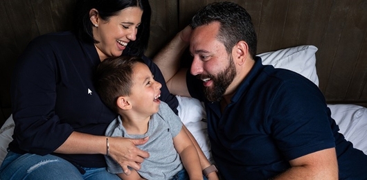 Family laughing together