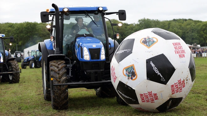 Marty Morrissey takes part in heart failure tractor football