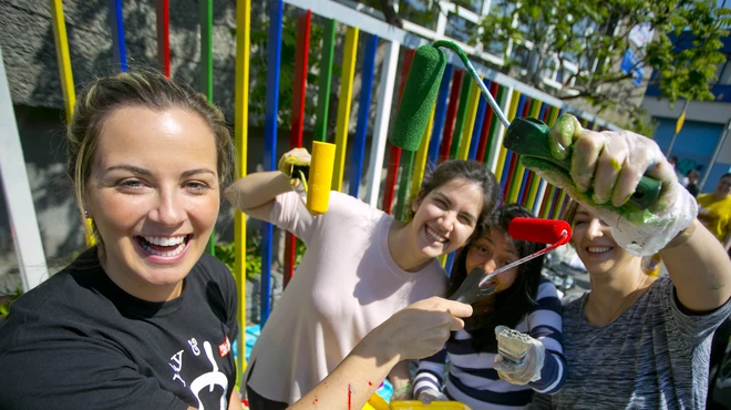 Fun painting railings for Community Partnership Day