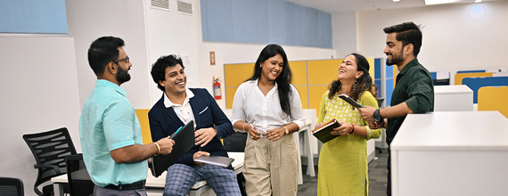 A group of associates having fun at work