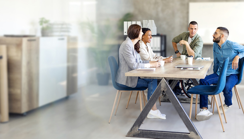 Meeting in a conference room