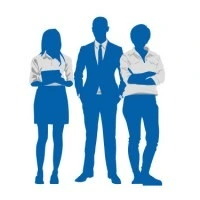 Silhouettes representing a group of business people.