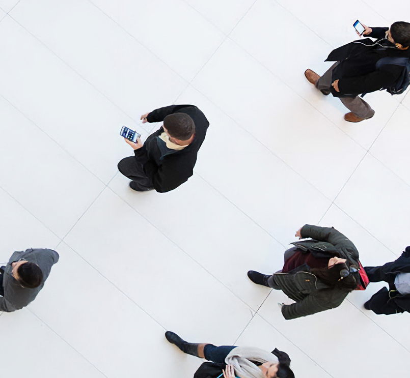 Photo of people walking taken from above