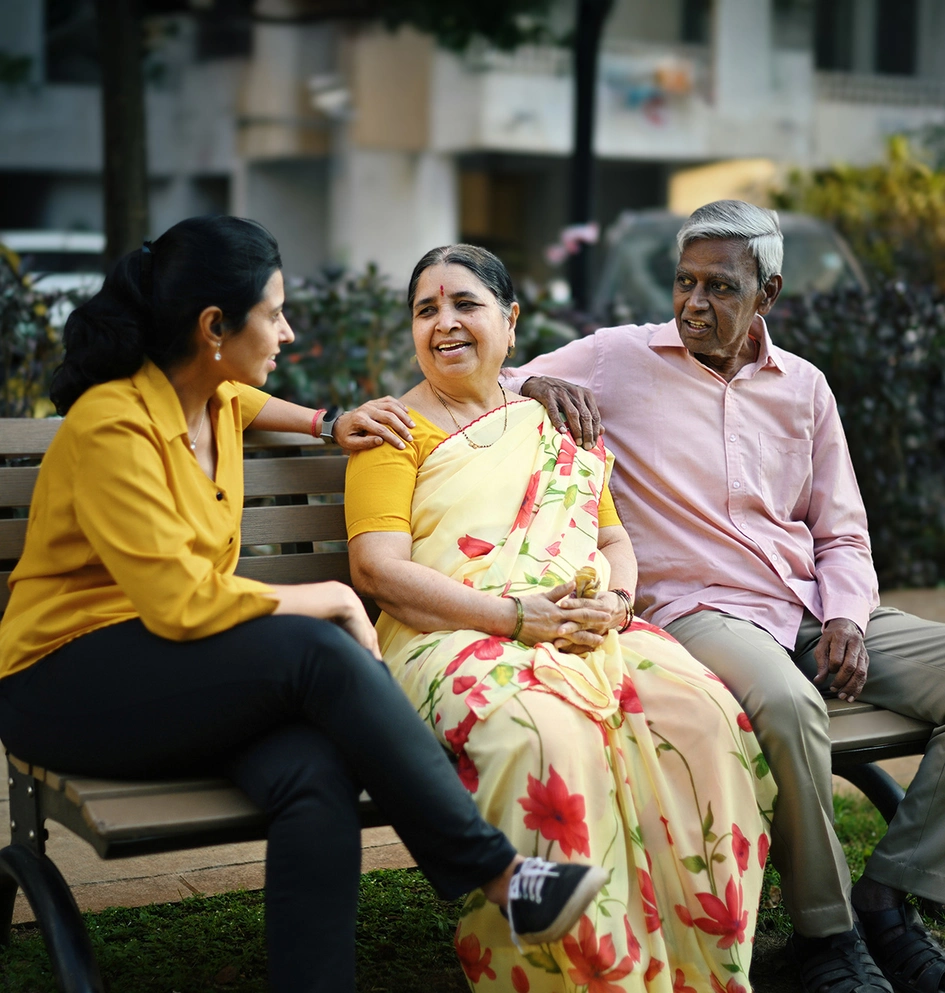 Filha a falar com os pais