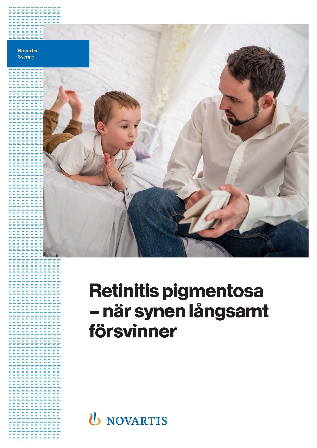 Omslag för broschyren Retinitis pigmentosa, när synen långsamt försvinner. Illustration.