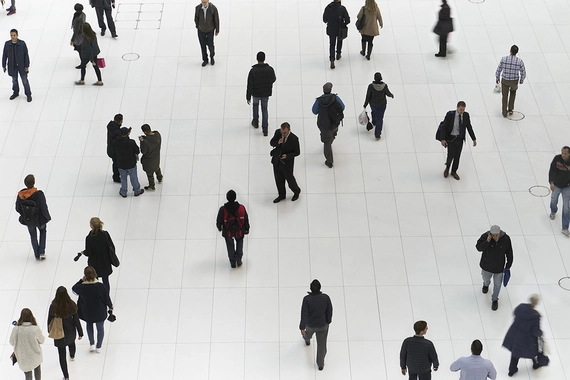 People walking, photographed from above