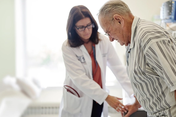 Elderly gentleman at a doctor's appointment