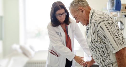 Elderly gentleman at a doctor's appointment