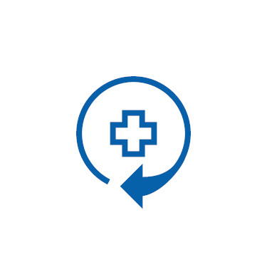 Icon of medical symbol with backward arrow