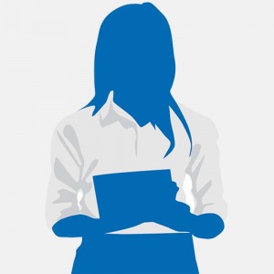 Blue icon of a business woman
