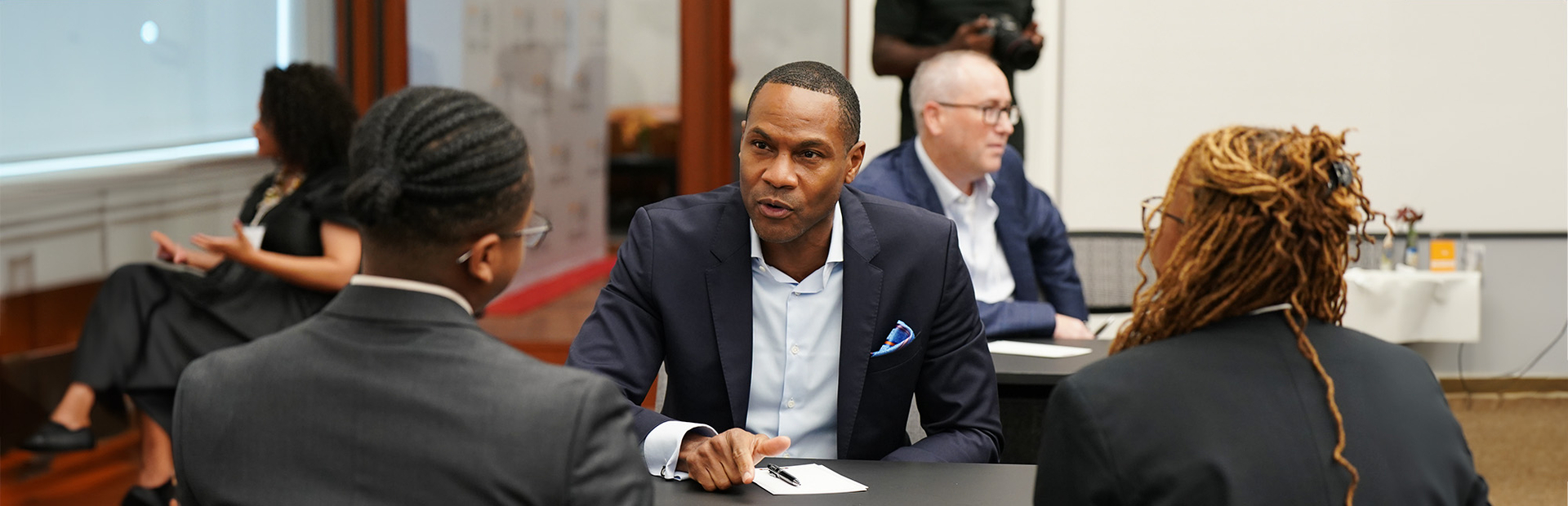 Portrait of Marion Brooks discussing during the Beacon of Hope event