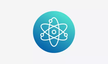 Blue gradient icon of an atom