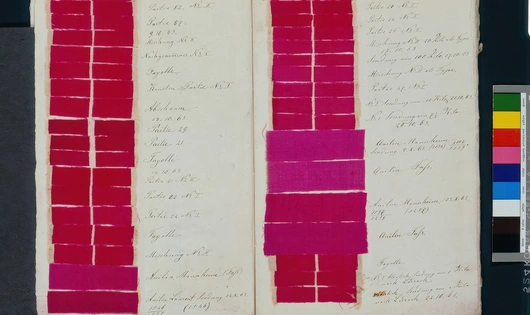 Sample book for dyes used by Geigy